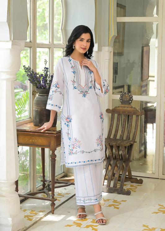 Linen Co-Ord Set with Crochet Lace and Cotton Lining