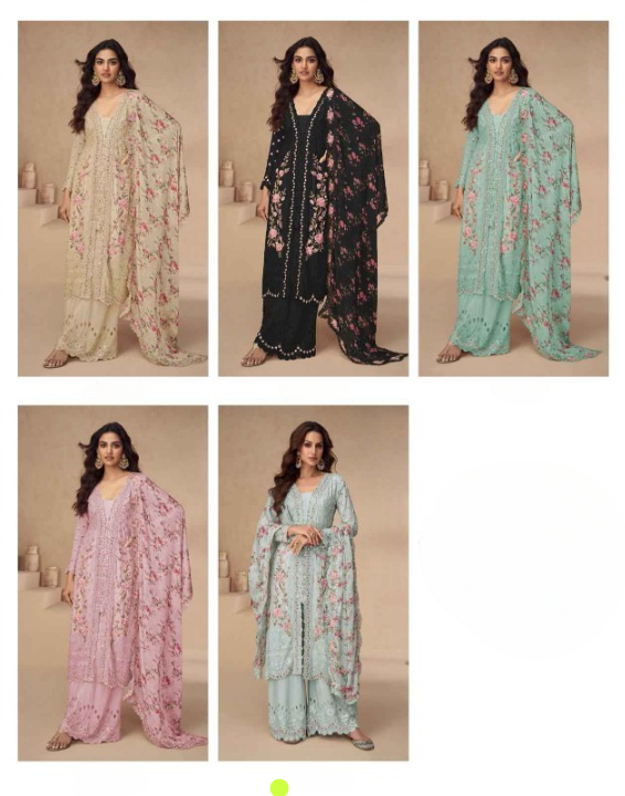 Serene Florals: Readymade Chinon Silk Dress