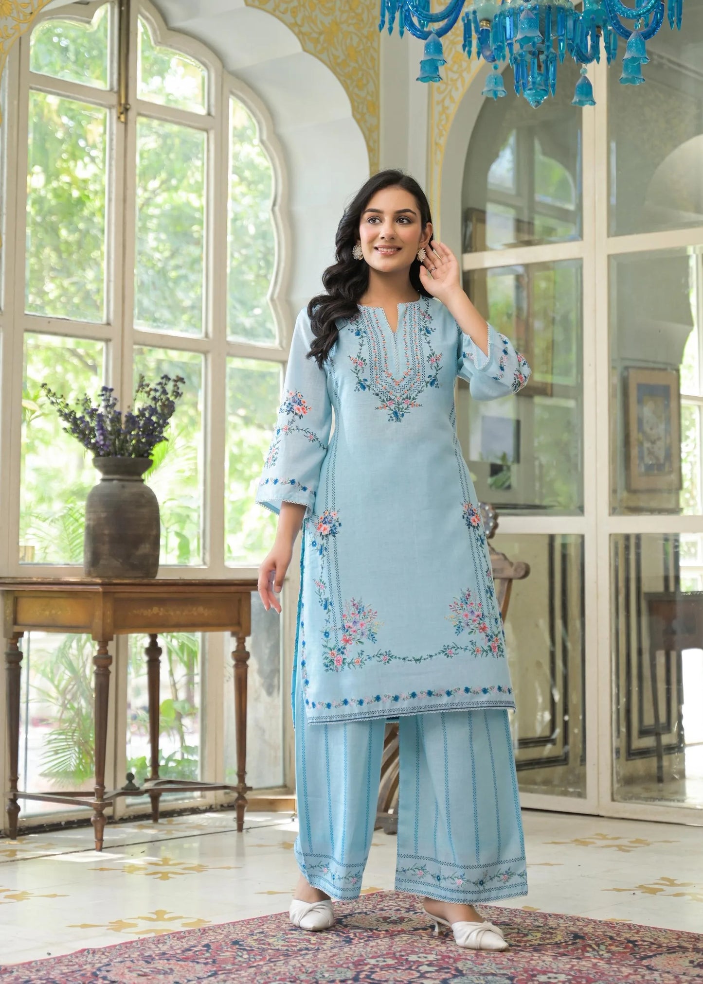 Linen Co-Ord Set with Crochet Lace and Cotton Lining