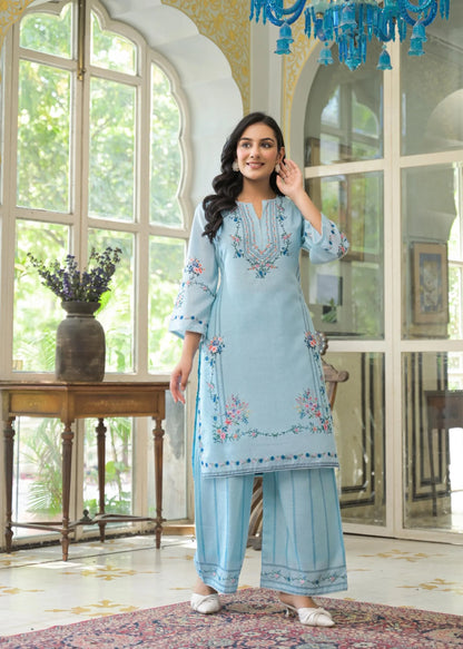 Linen Co-Ord Set with Crochet Lace and Cotton Lining