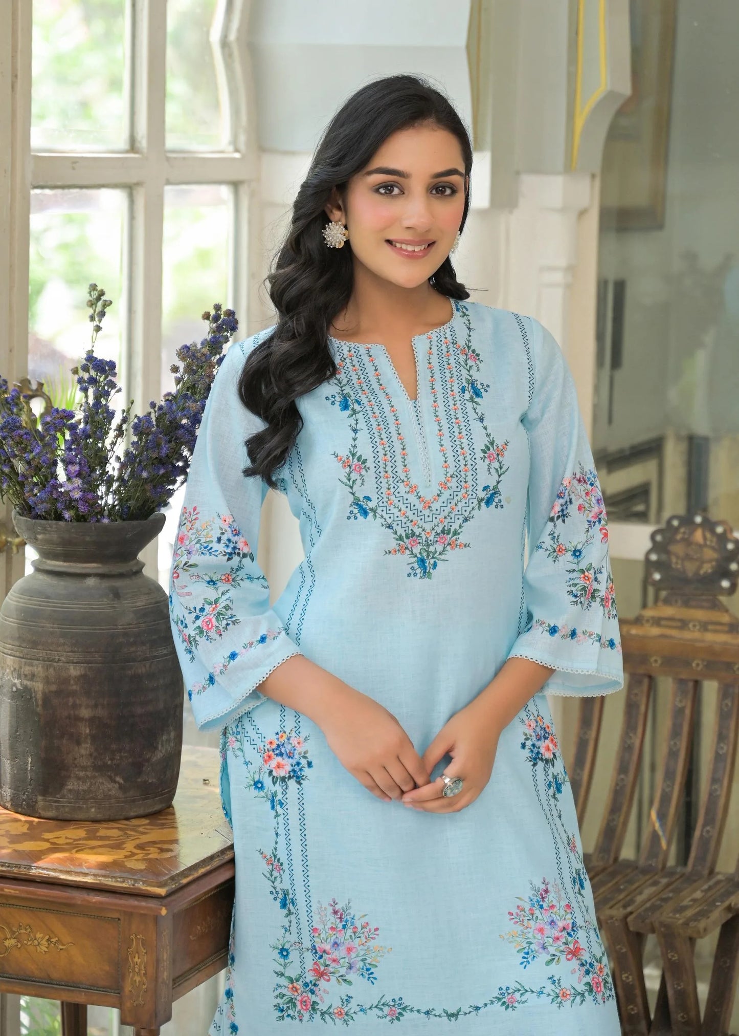 Linen Co-Ord Set with Crochet Lace and Cotton Lining