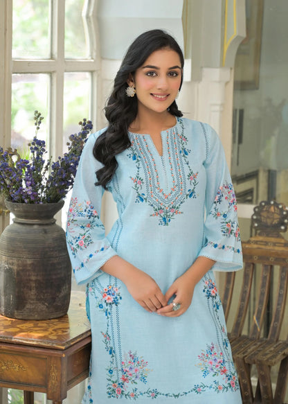 Linen Co-Ord Set with Crochet Lace and Cotton Lining