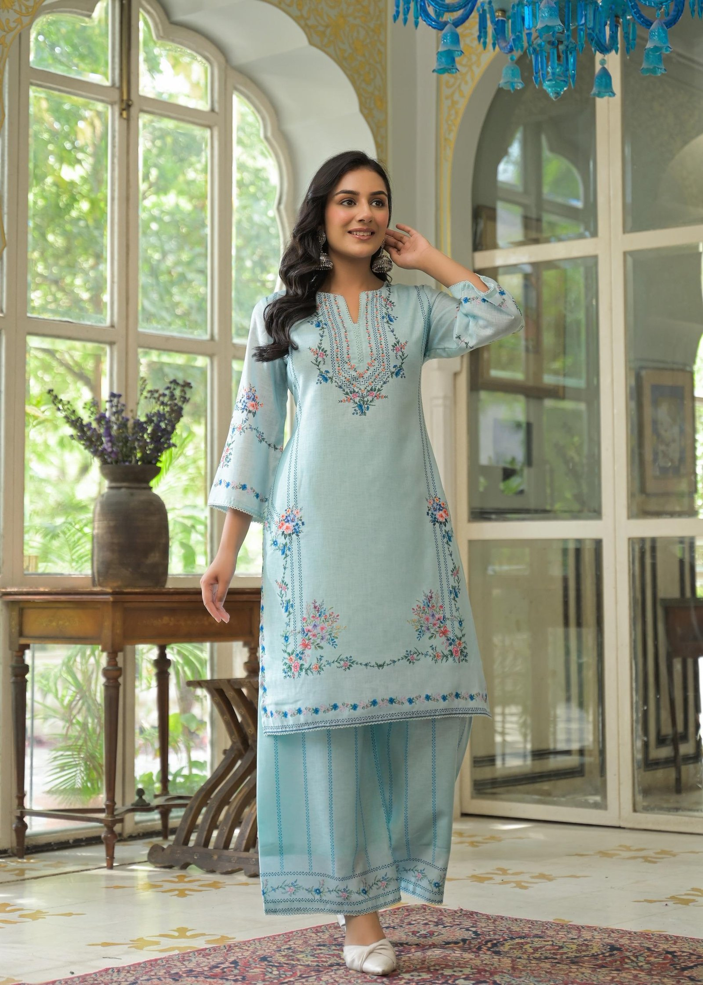 Linen Co-Ord Set with Crochet Lace and Cotton Lining