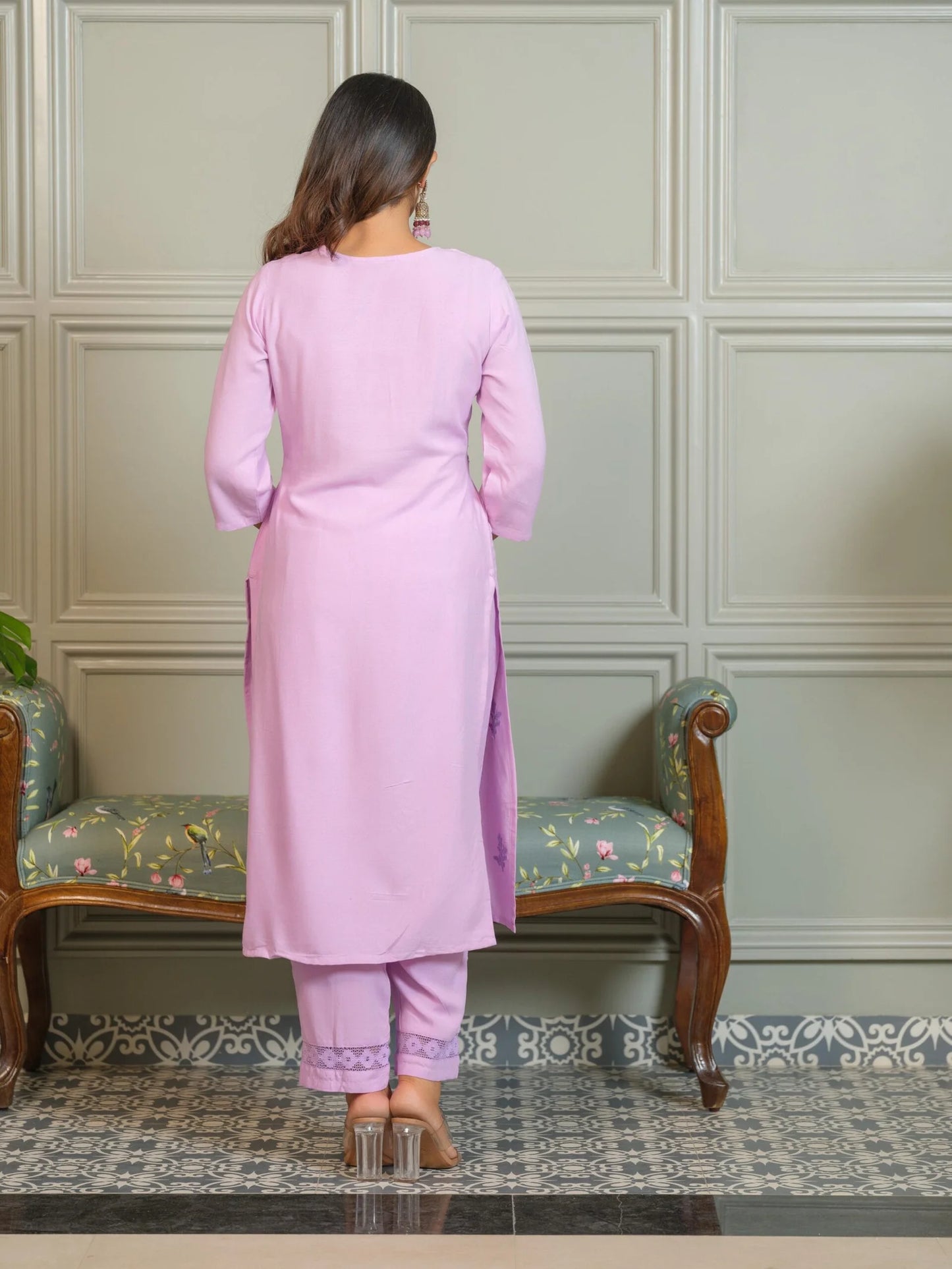 Elegant Chikankari Embroidered Cotton Kurti Set