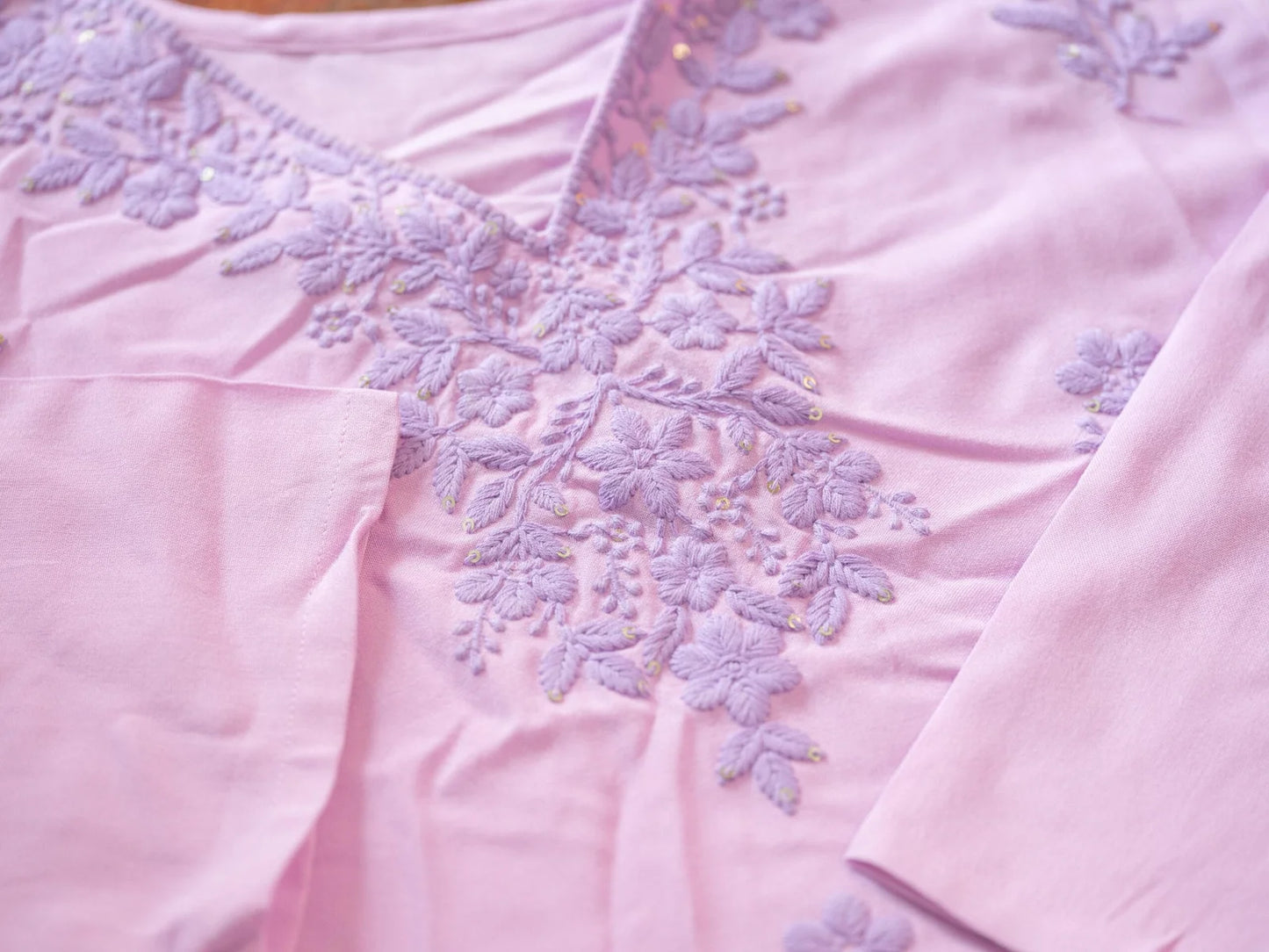 Elegant Chikankari Embroidered Cotton Kurti Set