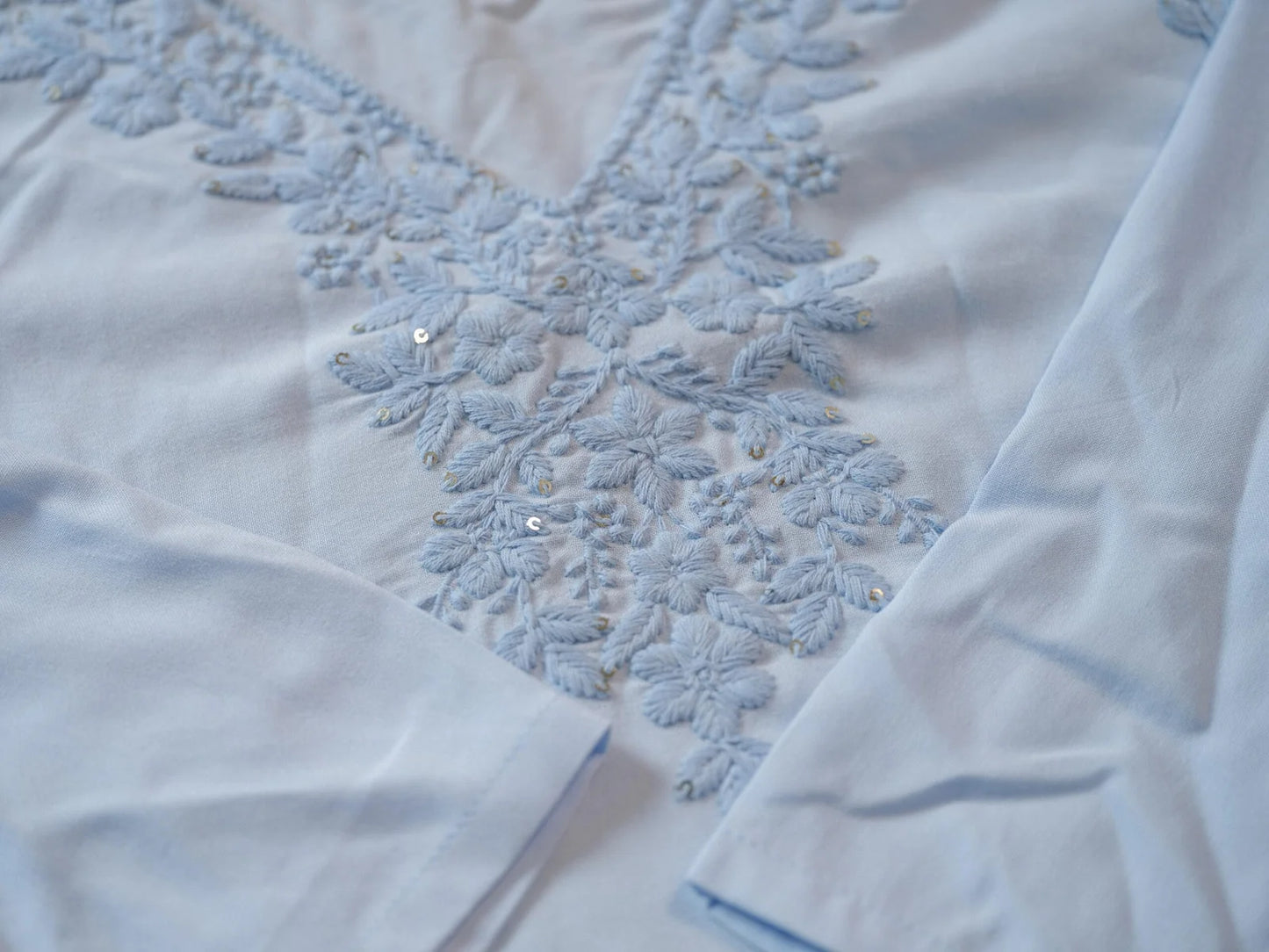 Elegant Chikankari Embroidered Cotton Kurti Set