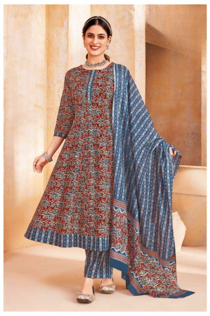 Elegant Printed Cotton Anarkali Suit Set