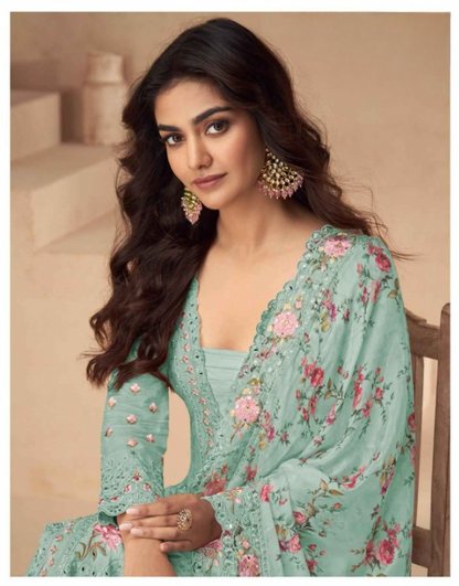 Serene Florals: Readymade Chinon Silk Dress