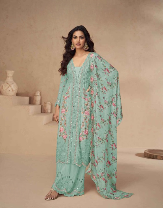 Serene Florals: Readymade Chinon Silk Dress