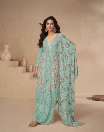 Serene Florals: Readymade Chinon Silk Dress