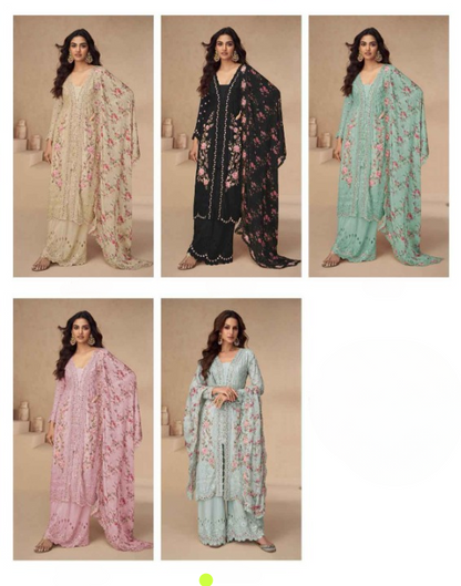 Serene Florals: Readymade Chinon Silk Dress