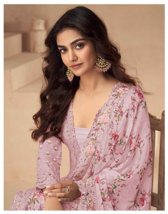 Serene Florals: Readymade Chinon Silk Dress