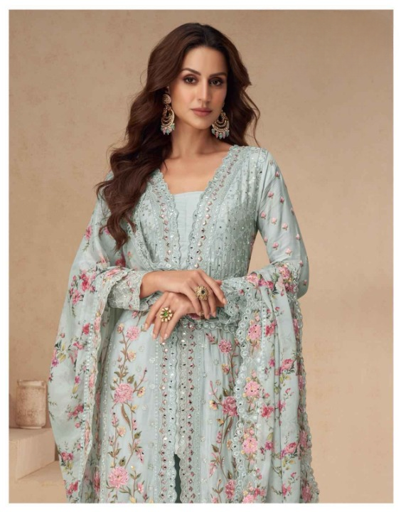 Serene Florals: Readymade Chinon Silk Dress