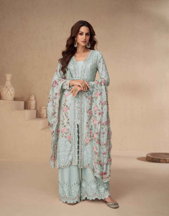 Serene Florals: Readymade Chinon Silk Dress