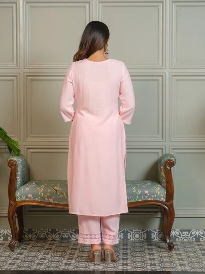Elegant Chikankari Embroidered Cotton Kurti Set