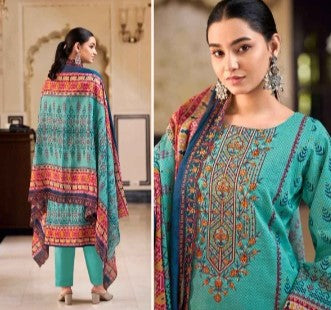Heritage Radiance 3‑Piece Embroidered Lawn Suit with Printed Dupatta