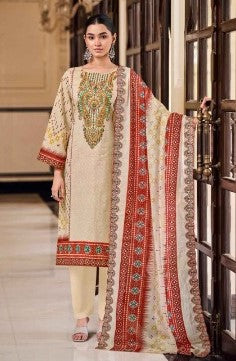 Heritage Radiance 3‑Piece Embroidered Lawn Suit with Printed Dupatta
