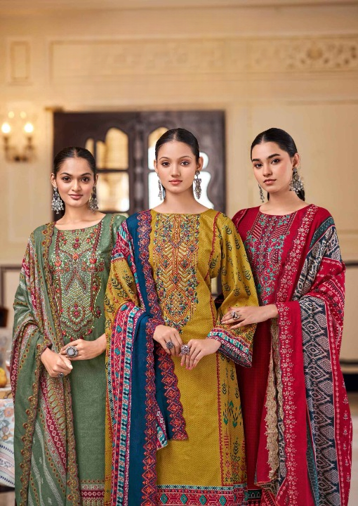 Heritage Radiance 3‑Piece Embroidered Lawn Suit with Printed Dupatta