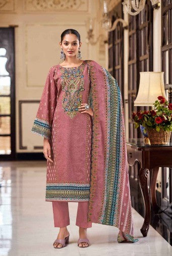 Heritage Radiance 3‑Piece Embroidered Lawn Suit with Printed Dupatta