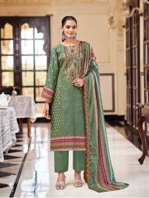 Heritage Radiance 3‑Piece Embroidered Lawn Suit with Printed Dupatta