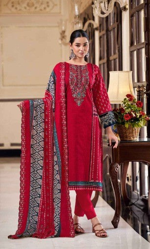 Heritage Radiance 3‑Piece Embroidered Lawn Suit with Printed Dupatta