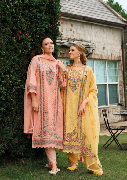 Pastel Bloom: An Embroidered | Cotton Readymade Suit