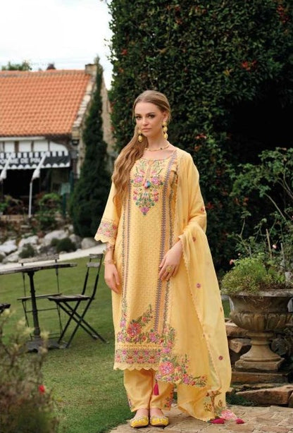 Pastel Bloom: An Embroidered | Cotton Readymade Suit