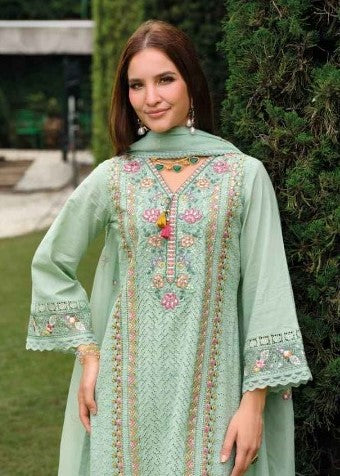 Pastel Bloom: An Embroidered | Cotton Readymade Suit