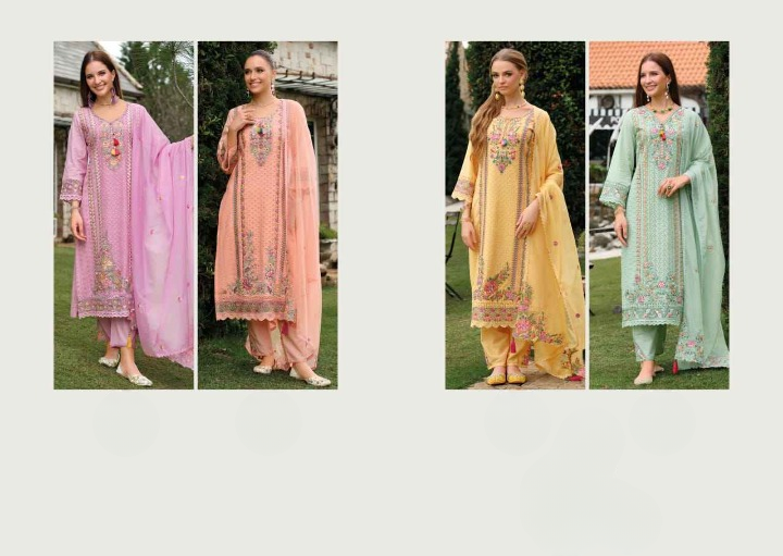 Pastel Bloom: An Embroidered | Cotton Readymade Suit