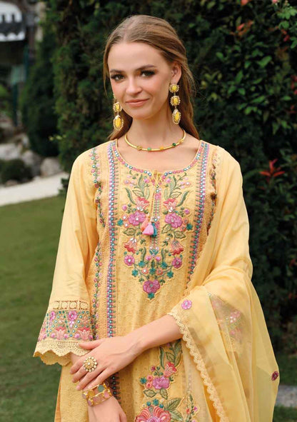 Pastel Bloom: An Embroidered | Cotton Readymade Suit