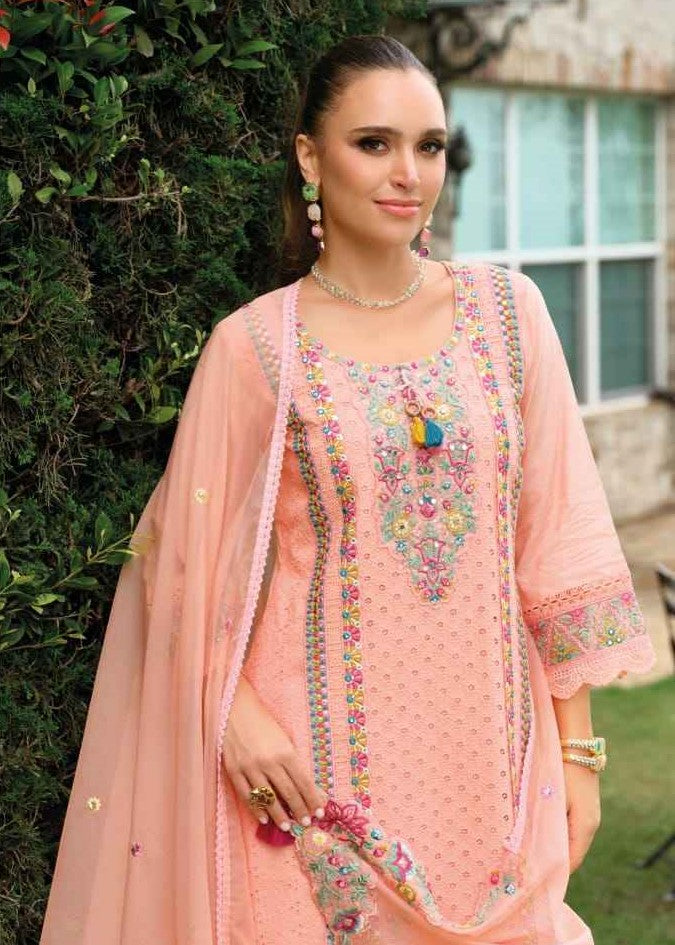Pastel Bloom: An Embroidered | Cotton Readymade Suit