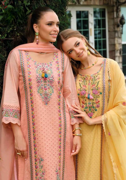 Pastel Bloom: An Embroidered | Cotton Readymade Suit