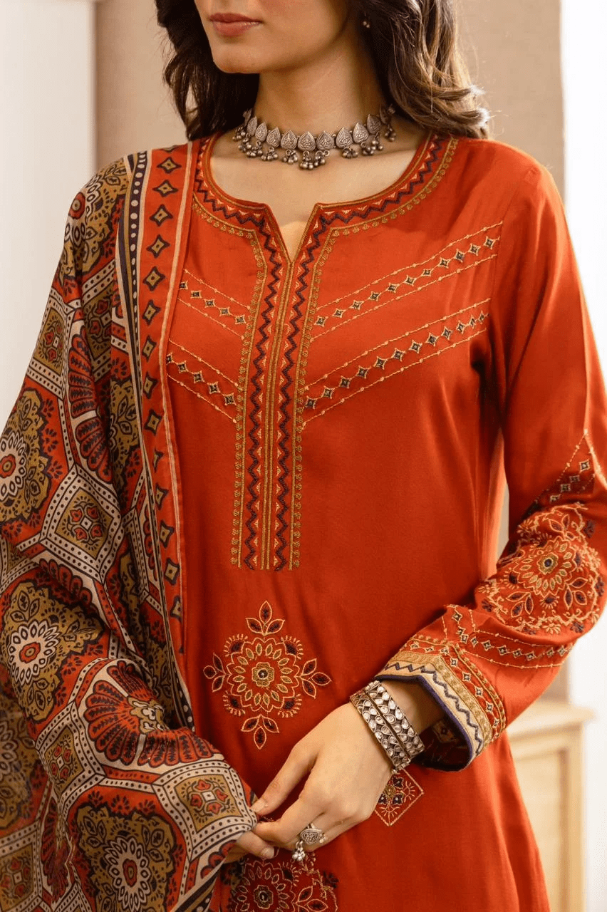 Timeless Charm Embroidered Suit