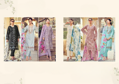 Enchanted Gardens: A Floral Cotton Dress Material