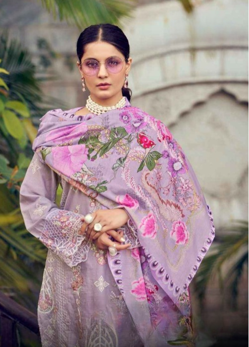 Enchanted Gardens: A Floral Cotton Dress Material