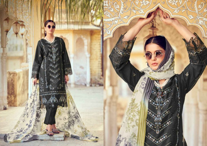 Enchanted Gardens: A Floral Cotton Dress Material